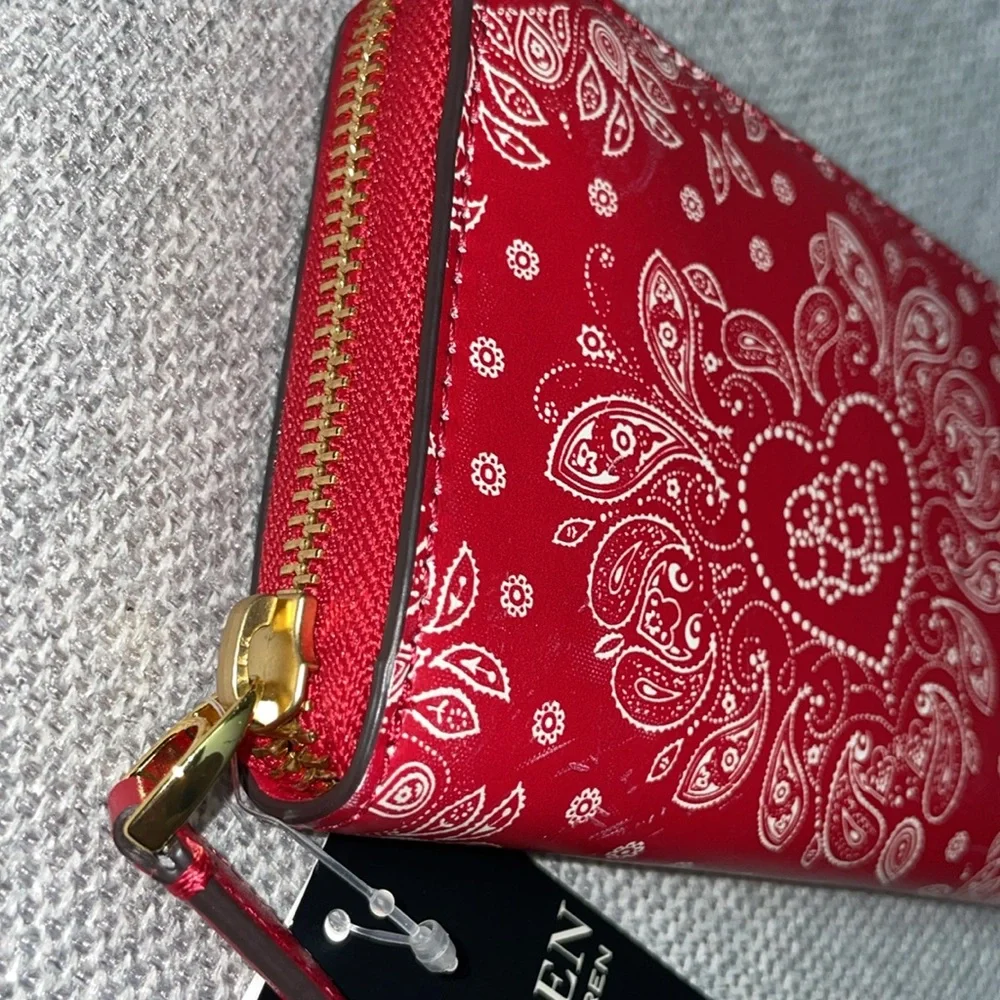 Ralph Lauren Paisley Leather Continental Wallet - Picture 2 of 5